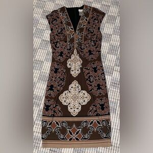 Brown Patterned Dress - Cache
